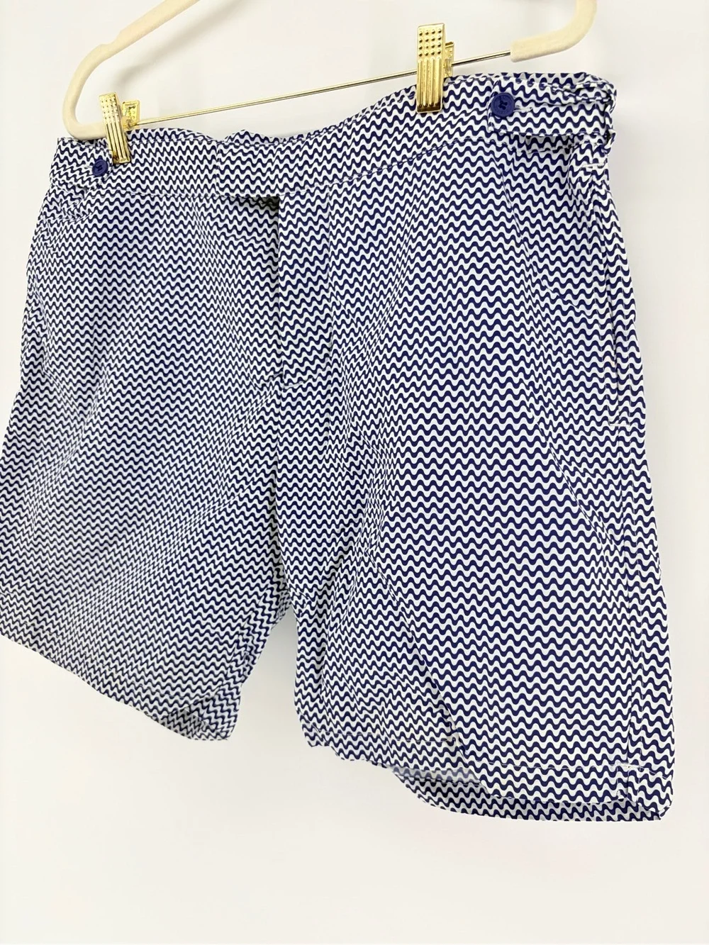 Frescobol Carioca Navy Chevron Pattern Shorts 36 “Long” 8” Inseam